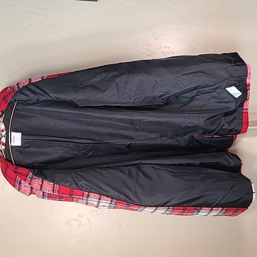 Old Navy Overcoat Novel Red Plaid Wool Blend Jacket Size XL - Picture 11 of 14